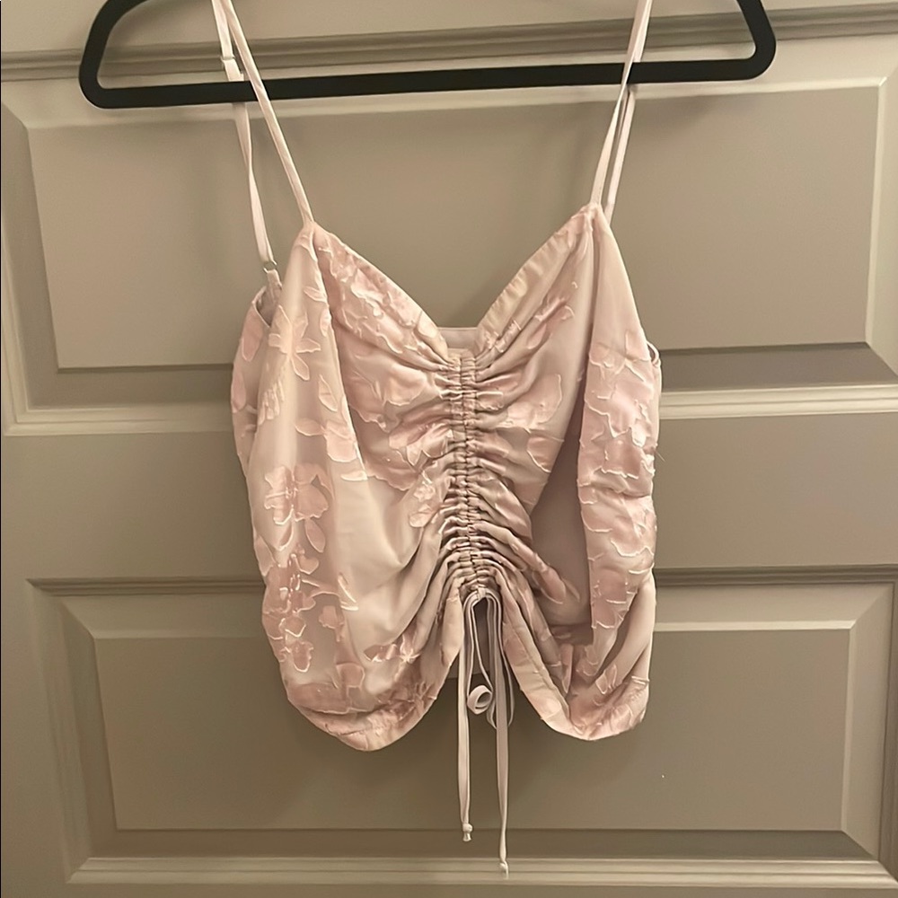 By Together Pink Ruched Tie Front Camisole